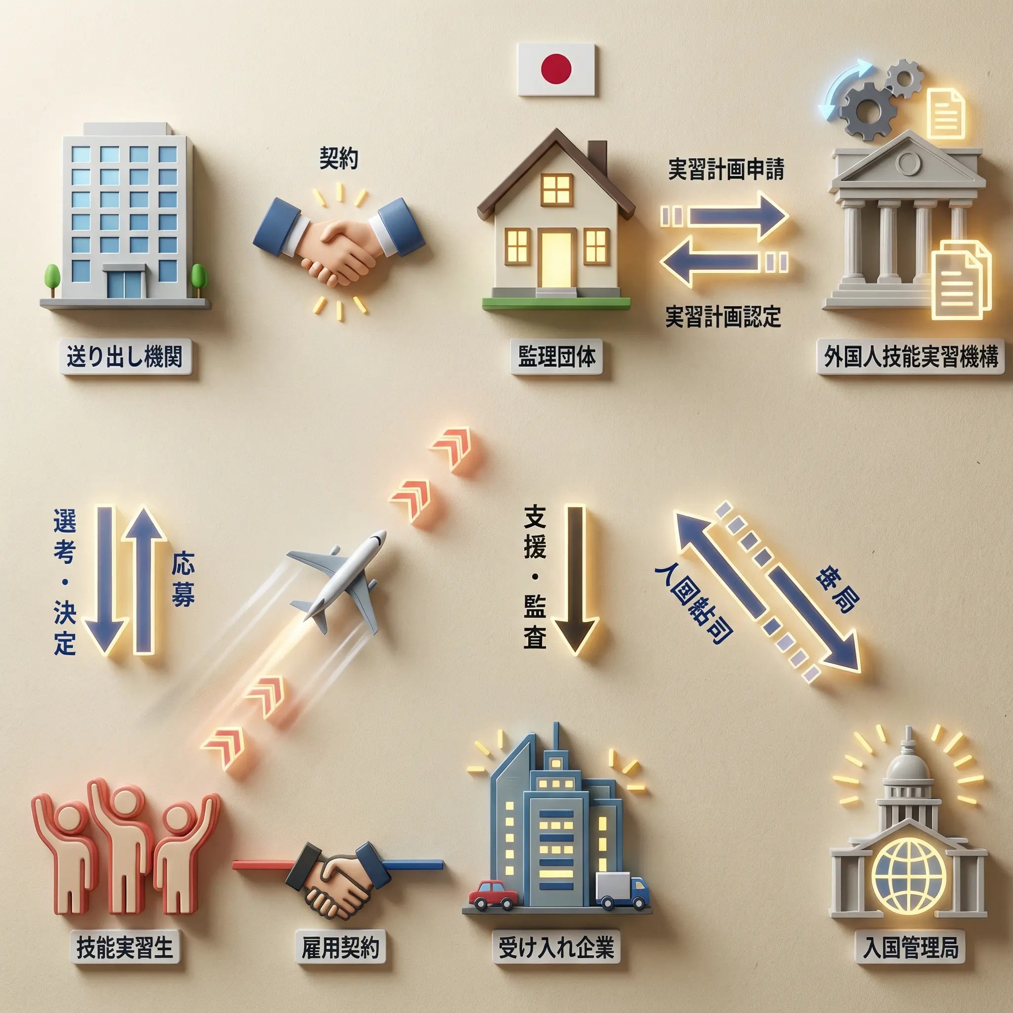 技能実習 タイムラインフロー